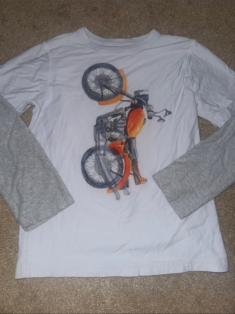 Tea Collection Pale blue & Gray Long-Sleeve Tee with Orange Motorcycle Graphic
